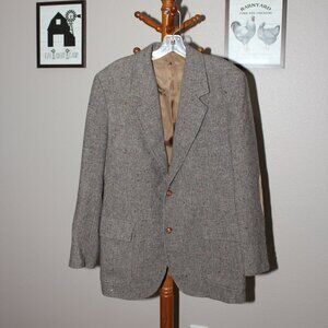 Pendleton Mens Elbow Patch Wool Tweed Brown Sport Coat Blazer Size 42